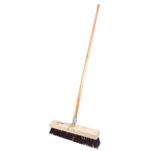 academy brushware wooden handle stiff gutter sweeper broom 375mm